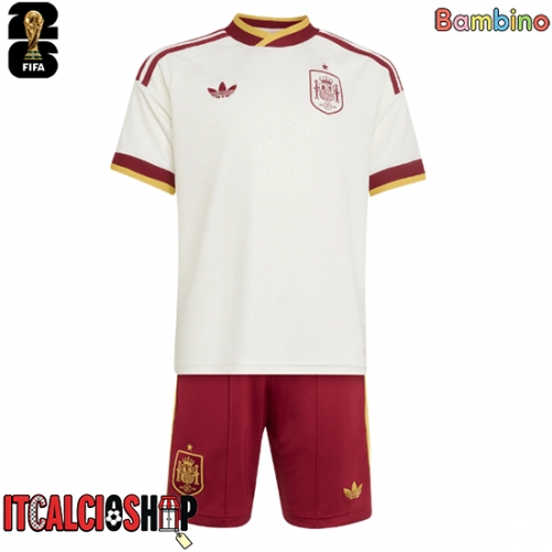 Spagna Seconda Maglia Bambino Mondiali 2026 Manica Corta (+ Pantaloni corti)